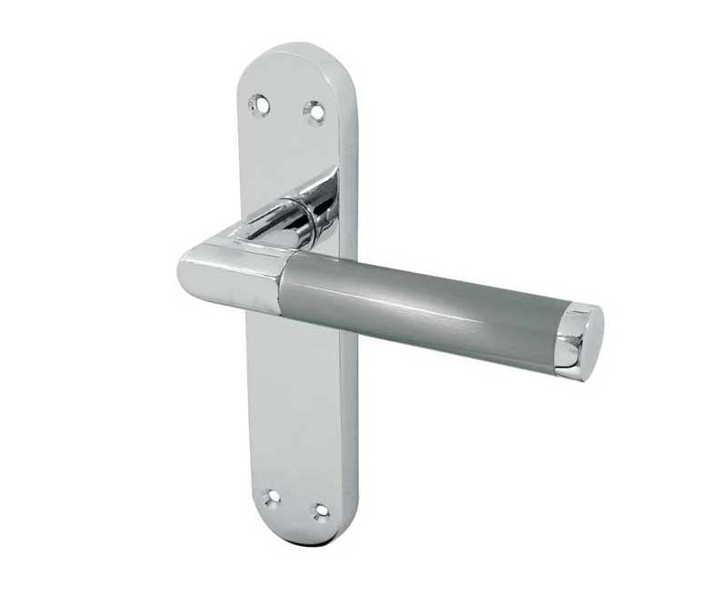 This is an image showing the Frelan - Mitred Lever Latch Handles on Back plate available to order from Trade Door Handles in Kendal