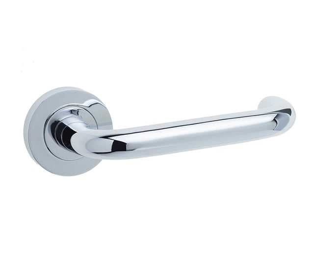 This is an image showing the Frelan - Thame Levers on Round Rose - Polished Chrome available to order from Trade Door Handles in Kendal