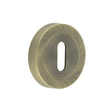 High quality image of Frelan - Jedo Designer Standard Keyway Escutcheons on 50mm Round Rose Antique Brass Sku. JV503AB