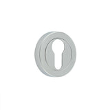 High quality image of Frelan - Jedo Designer Euro Profile Escutcheons on 50mm Round Rose Polished Chrome Sku. JV503EPC