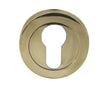 High quality image of Frelan - Jedo Designer Euro Profile Escutcheons on 50mm Round Rose Brass Finish Sku. JV503EPVD