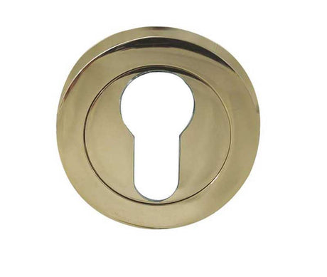 High quality image of Frelan - Jedo Designer Euro Profile Escutcheons on 50mm Round Rose Brass Finish Sku. JV503EPVD