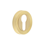 High quality image of Frelan - Jedo Designer Euro Profile Escutcheons on 50mm Round Rose Satin Brass Sku. JV503ESB