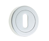 High quality image of Frelan - Jedo Designer Standard Keyway Escutcheons on 50mm Round Rose Polished Chrome Sku. JV503PC