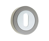 High quality image of Frelan - Jedo Dual Standard Keyway Escutcheons on 50mm Round Rose Polished Chrome Polished Black Nickel Sku. JV503PCBN