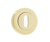 High quality image of Frelan - Jedo Designer Standard Keyway Escutcheons on 50mm Round Rose Satin Brass Sku. JV503SB