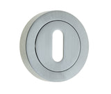 High quality image of Frelan - Jedo Designer Standard Keyway Escutcheons on 50mm Round Rose Satin Chrome Sku. JV503SC