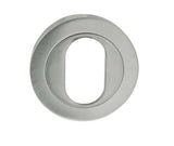 High quality image of Frelan - Jedo Designer Oval Profile Escutcheons on 50mm Round Rose Satin Chrome Sku. JV503USC