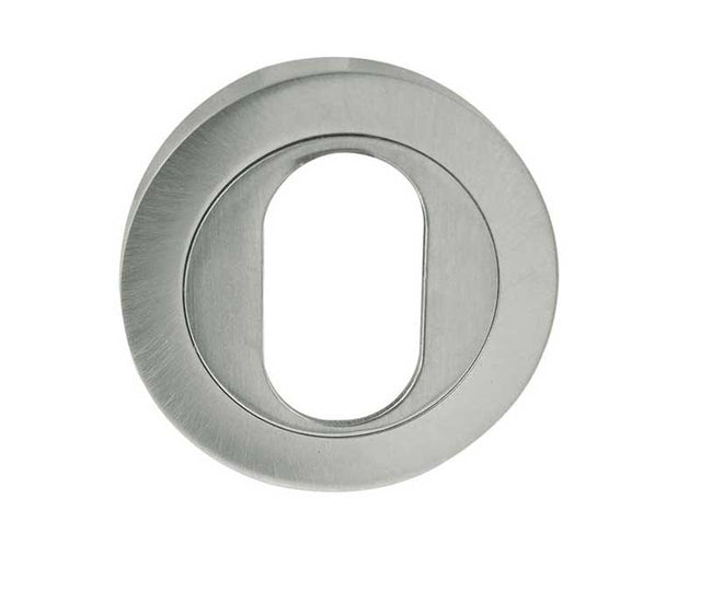High quality image of Frelan - Oval Profile Escutcheons - Satin Chrome | Sku. jv503usc | available to order from Trade Door Handles in Kendal.