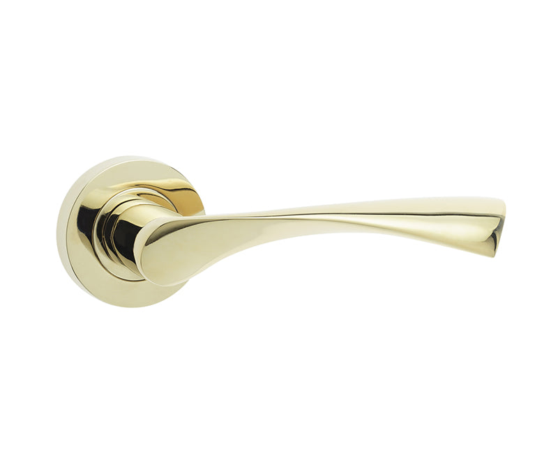 High quality image of Frelan - Twirl Door Handle on Rose PVD Brass Sku. JV504PVD