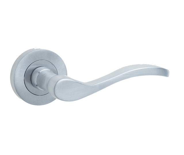 High quality image of Frelan - Turin Door Handle on Rose Satin Chrome Sku. JV550SC