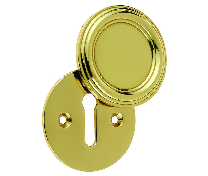 High quality image of Frelan - PB Covered escutcheon | Sku. jv605pb | available to order from Trade Door Handles in Kendal.