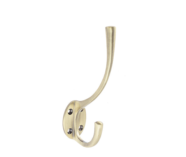 High quality image of Frelan - Jedo Solid Brass Hat & Coat Hook 142mm Antique Brass Sku. JV60AB