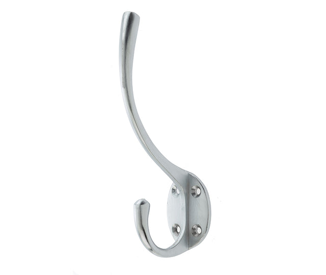High quality image of Frelan - Jedo Solid Brass Hat & Coat Hook 142mm Satin Chrome Sku. JV60SC