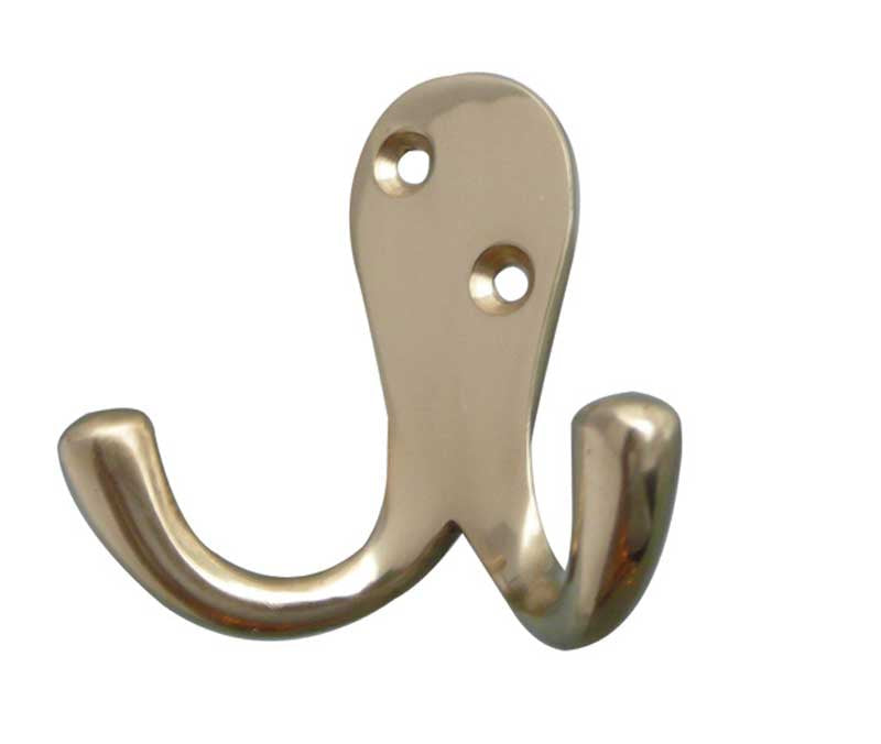 High quality image of Frelan - Jedo Double Robe Hooks 53mm Polished Brass Sku. JV62PB