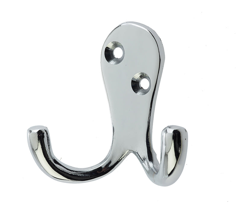 High quality image of Frelan - Jedo Double Robe Hooks 53mm Polished Chrome Sku. JV62PC