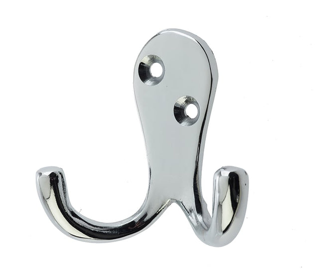 This is an image showing the Frelan - Double Robe Hook - Polished Chrome available to order from Trade Door Handles in Kendal