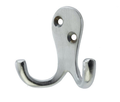 This is an image showing the Frelan - Double Robe Hook - Satin Chrome available to order from Trade Door Handles in Kendal