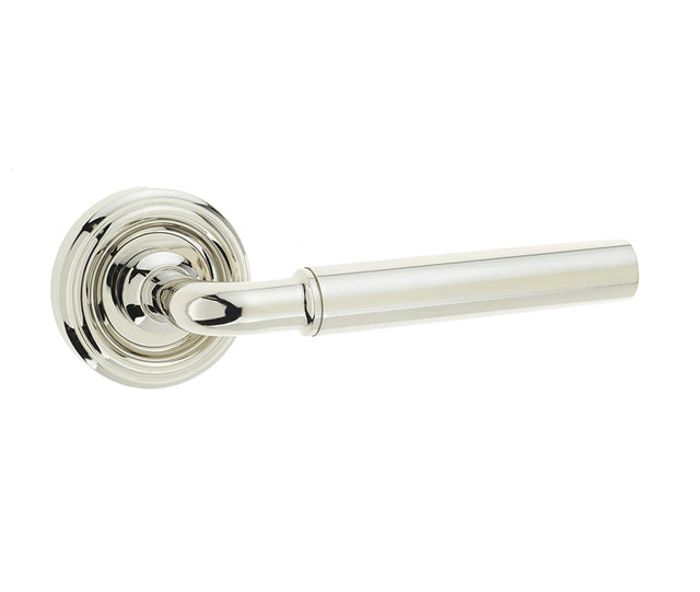 High quality image of Frelan - Elise Door Handle on Rose Polished Nickel Sku. JV650PN