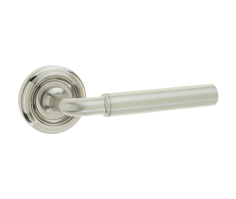 High quality image of Frelan - Elise Door Handle on Rose Satin Nickel Sku. JV650SN