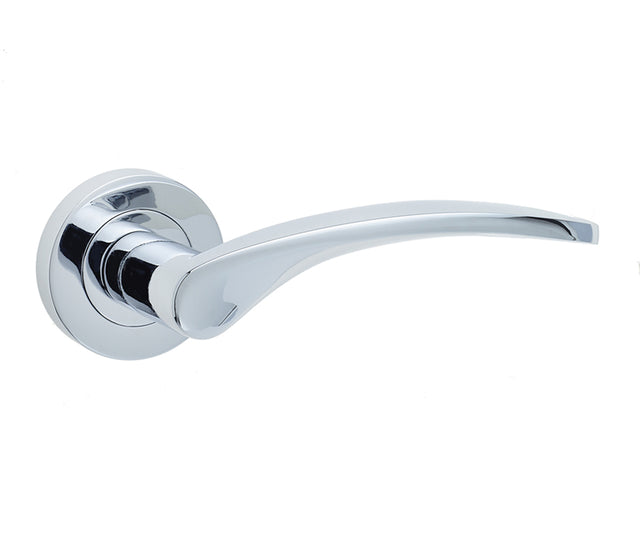 High quality image of Frelan - Monaco Door Handle on Rose Polished Chrome Sku. JV690PC