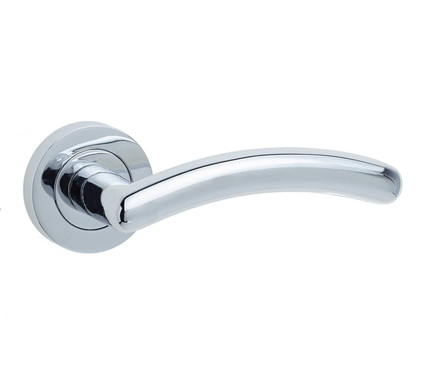 This is an image showing the Frelan - Mailand Levers on Round Rose - Polished Chrome available to order from Trade Door Handles in Kendal