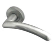 This is an image showing the Frelan - Mailand Levers on Round Rose - Satin Chrome available to order from Trade Door Handles in Kendal