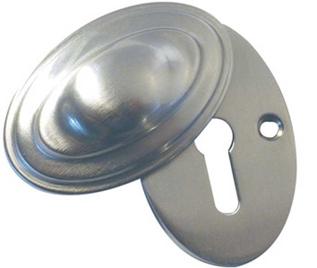 This is an image showing the Frelan - Oval Covered Escutcheon Standard Keyway - Satin Nickel available to order from Trade Door Handles in Kendal