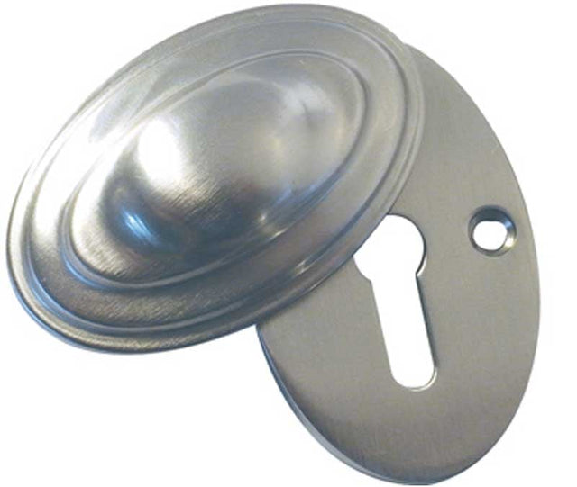 High quality image of Frelan - Oval Covered Escutcheon Standard Keyway - Satin Nickel | Sku. jv76sn | available to order from Trade Door Handles in Kendal.