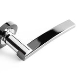 High quality image of Frelan - Modena Door Handle on Rose Polished Chrome/Polished Black Nickel Sku. JV780PCBN