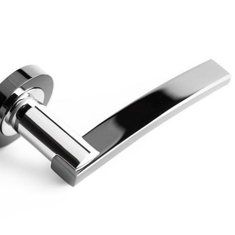 High quality image of Frelan - Modena Door Handle on Rose Polished Chrome/Polished Black Nickel Sku. JV780PCBN