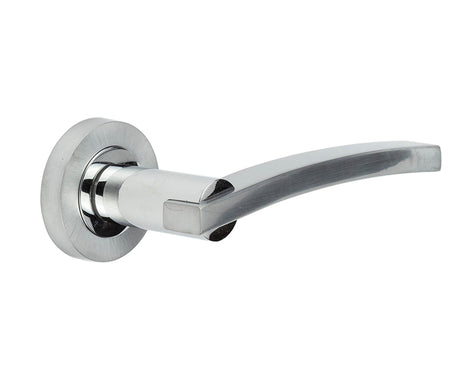 High quality image of Frelan - Modena Door Handle on Rose Polished Chrome/Satin Chrome Sku. JV780PCSC