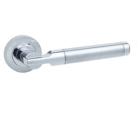 High quality image of Frelan - Lydia Door Handle on Rose Polished Chrome/Satin Chrome Sku. JV790PCSC