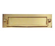 This is an image showing the Frelan - Sprung Letter Plate with Postal Knocker 250x76mm - Polished Brass available to order from Trade Door Handles in Kendal