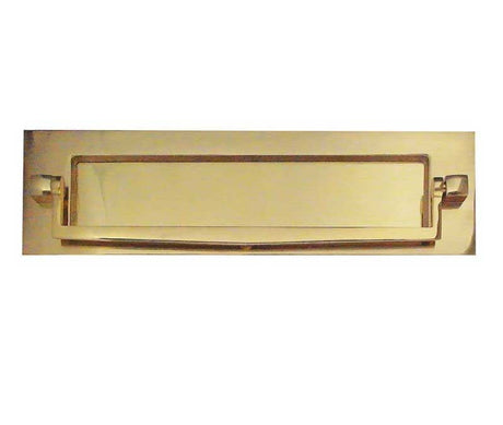 This is an image showing the Frelan - Sprung Letter Plate with Postal Knocker 250x76mm - Polished Brass available to order from Trade Door Handles in Kendal