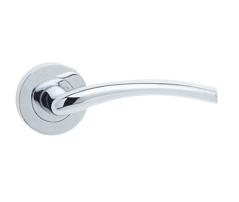 This is an image showing the Frelan - Opal Levers on Round Rose - Polished Chrome available to order from Trade Door Handles in Kendal