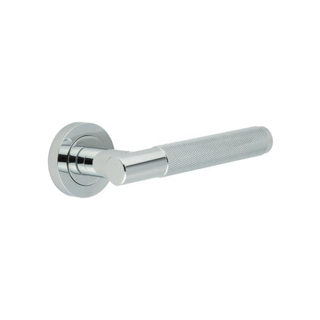 This is an image showing the Frelan - Jedo Bari Knurled Door Handles Polished Chrome available to order from Trade Door Handles in Kendal