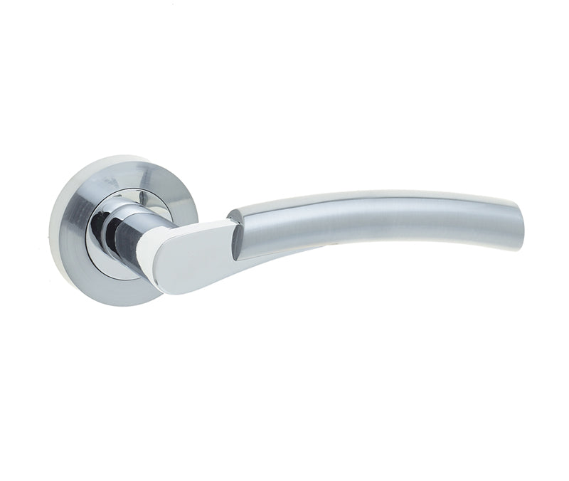 High quality image of Frelan - Capri Door Handle on Rose Polished Chrome/Satin Chrome Sku. JV860PCSC
