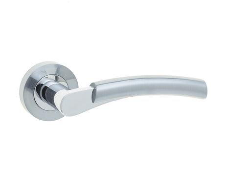 High quality image of Frelan - Capri Door Handle on Rose Polished Chrome/Satin Chrome Sku. JV860PCSC