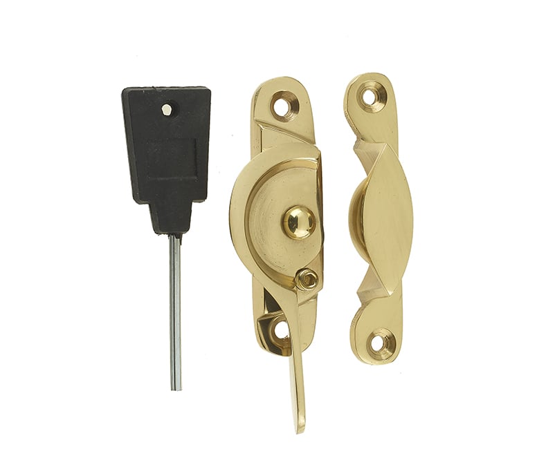 This is an image showing the Frelan - Lockable Narrow Fitch Fasteners - Polished Brass available to order from Trade Door Handles in Kendal