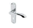 This is an image showing the Frelan - Broadway Standard Lever Lock Handles on Backplates - Polished Chrome available to order from Trade Door Handles in Kendal