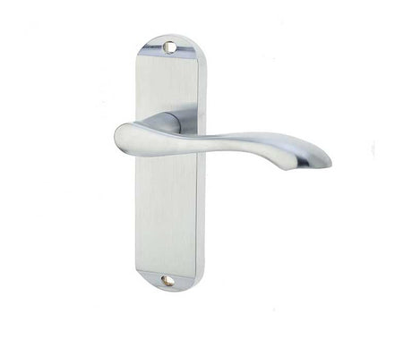 High quality image of Frelan - Broadway Suite Door Handle on Latchplate Satin Chrome Sku. JV921SC