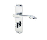 High quality image of Frelan - Broadway Suite Door Handle on Bathroom Plate Polished Chrome Sku. JV922PC