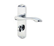 This is an image showing the Frelan - Broadway Bathroom Lock Handles on Backplates - Polished Chrome available to order from Trade Door Handles in Kendal