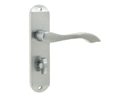 High quality image of Frelan - Broadway Suite Door Handle on Bathroom Plate Satin Chrome Sku. JV922SC
