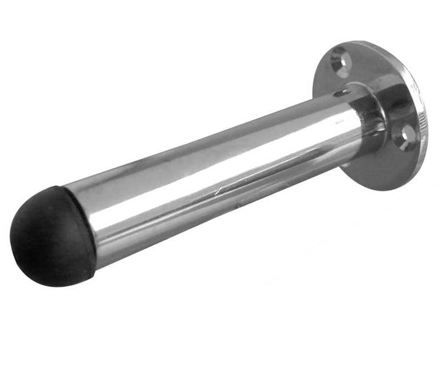 This is an image showing the Frelan - 64mm Cylinder Wall Mounted Door Stop on Rose - Polished Chrome available to order from Trade Door Handles in Kendal