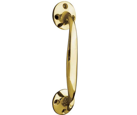 This is an image showing the Frelan - Bow Shape 152mm Pull Handle - Polished Brass available to order from Trade Door Handles in Kendal