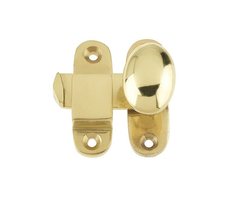 This is an image showing the Frelan - Throw Over Catch - Polished Brass available to order from Trade Door Handles in Kendal