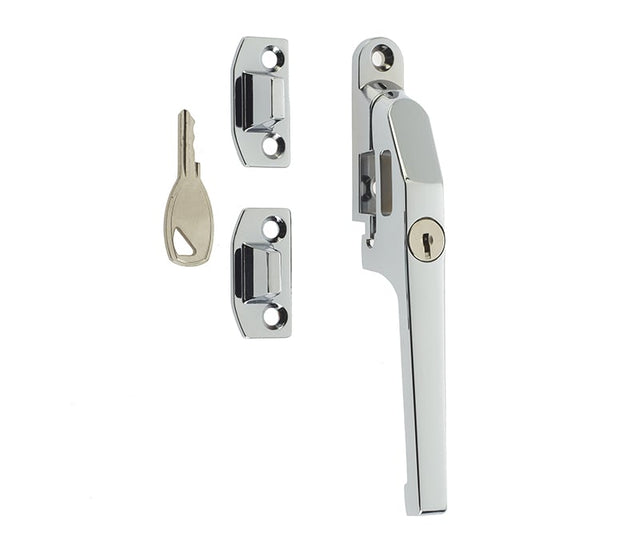 This is an image showing the Frelan - Modern NV Lockable Casement Fastener - Polished Chrome available to order from Trade Door Handles in Kendal