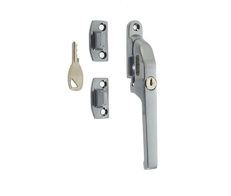 This is an image showing the Frelan - Modern NV Lockable Casement Fastener - Satin Chrome available to order from Trade Door Handles in Kendal